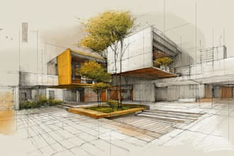 drawn architecture drawing sketch concept illustrations