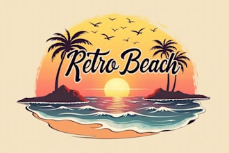 design an awesome beach sunset logo