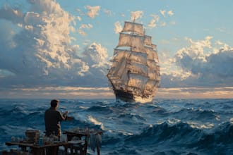 create ship oil painting of you idea