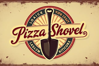 design outstanding pizza shovel logo