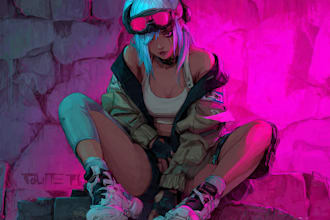 design anime character , cyberpunk character