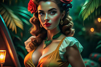 design pin up girl character