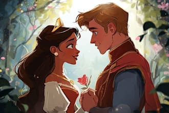 custom disney couple character art