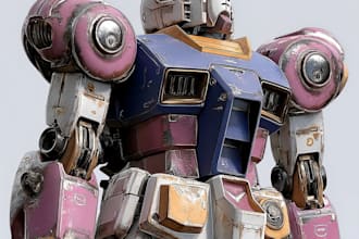 do cyberpunk, sci fi, robot, mecha character concept art
