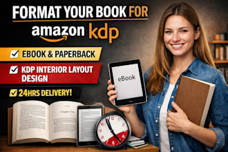 format your book for amazon KDP ebook paperback KDP interior layout design 24hrs
