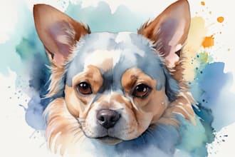 create a custom watercolor pet portrait or pet painting