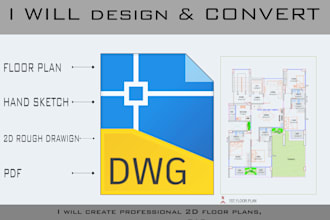 create professional 2d floor plans, architectural drawings, cad drafting