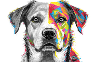 draw pop art dog cat pet potrait