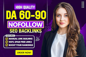 make high da 60 to 90 off page seo nofollow backlinks link building