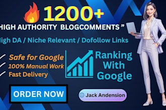 create 1200 manual blog comments backlinks for SEO support