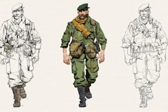 do military character design or military themed illustration