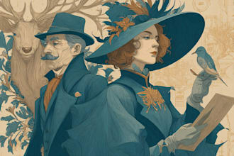 draw artwork with vintage illustration style