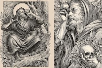 create detailed vintage engraving and etching illustration