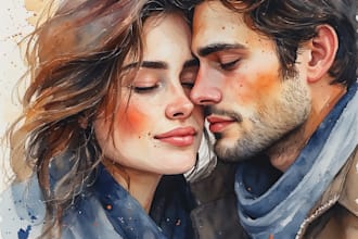 make a custom watercolor portrait of you and your partner