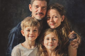 do a realistic family or group portrait from a photo
