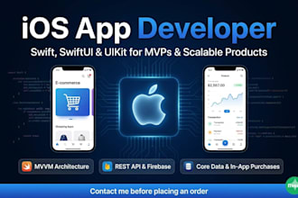 do IOS app development in swift, ios developer using swiftui, uikit mobile app