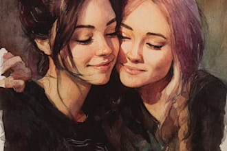 draw your portrait in a watercolor and friendship portrait