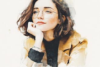 design a watercolor portrait illustration