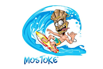 create innovative super a funny logo for a surfing website