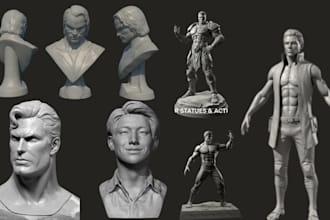 create realistic 3d head, face model, bust sculpt, full body model for 3d print