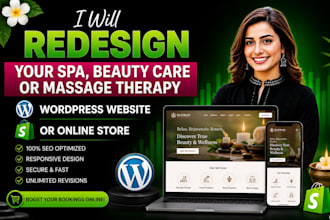 design or redesign your spa, beauty care or massage therapy wordpress we