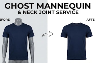 do symmetrical ghost mannequin, neck joint, clothing  editing