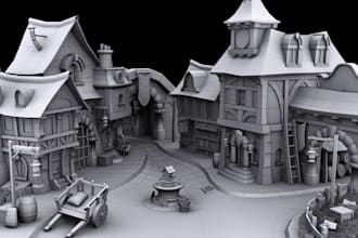create 3d castle terrain miniature, mini dnd 3d building,stl terrain environment