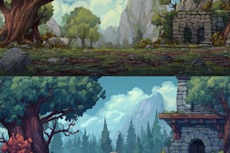 draw 2d environment and game background for you