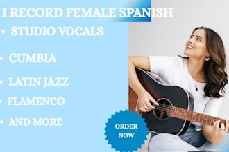 record female spanish studio vocals, cumbia, latin jazz