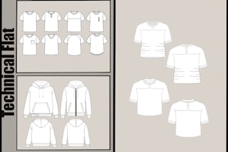 create professional flat sketches for clothing design