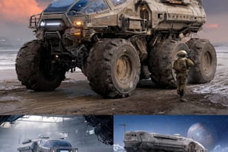 make a environment, vehicle and prop concept art