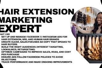 be your hair extension marketing expert, human hair, wig facebook ads campaign