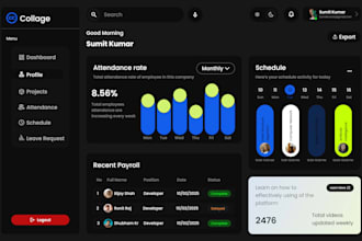 create a professional admin panel dashboard UI UX design