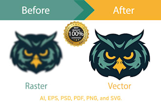 do vector tracing, redraw logo and convert to vector, raster to vector