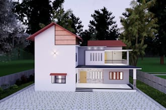 create  house models and exterior renders, using house plans