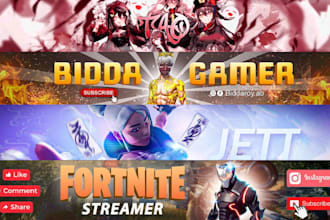 custom anime banner, anime header banner design chibi for youtube twitch twitter