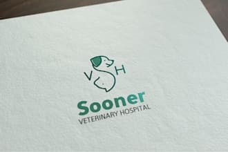 design modern pet, dog, cat or animal and veterinary clinic logo
