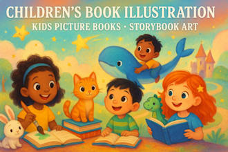 draw children picture book illustration, kids book illustration storybook art