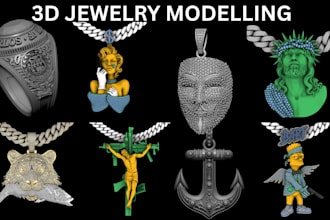 design custom 3d jewelry, 3d bracelet, gemstones, 3d pendant, earrings matrix
