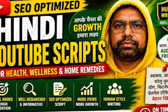 write SEO friendly hindi scripts for health and wellness videos