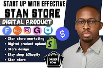 setup stan store, stan store marketing, payhip store, gumroad, shopify store
