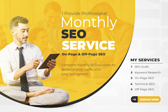 provide complete monthly SEO service with onpage and off page for google ranking