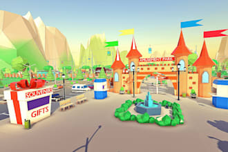 build professional low poly map, roblox map, roblox game asset, roblox map build
