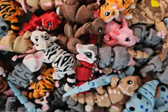 design 3d printed zoo animal toy bundle, flexible cute assorted mini toys figure
