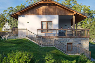 sketchup 3d mountain house,real estate design,gabled roof render,cgi walkthrough