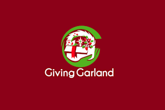 design charitable decoration drive called giving garland logo