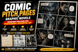 create noir comic pitch pages, sequential art and educational graphic novels