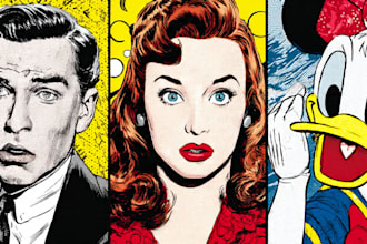 draw pop art portrait in roy lichtenstein style