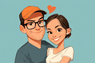 draw couple portraits in digital art