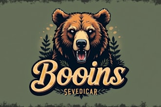 design realistic wild bear logo